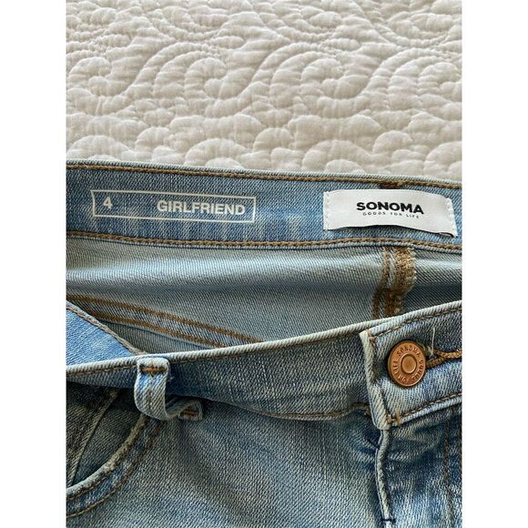 Sonoma Girlfriend Jeans Blue Light Wash Relaxed Fit Size 4 - Picture 3 of 11